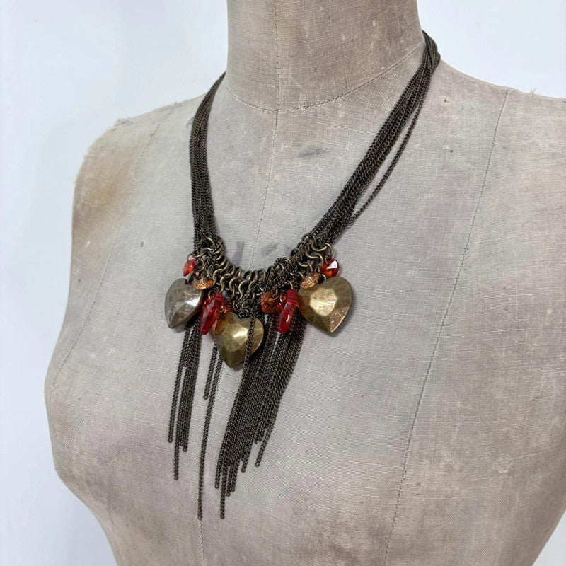 layered chain heart charm necklace