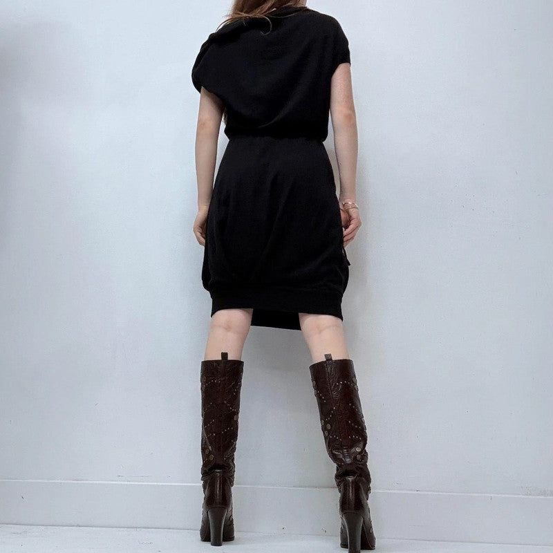 black asymmetric allsaints slouchy dress