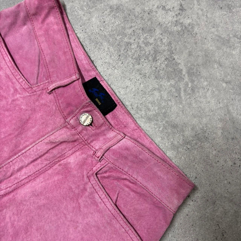 pink suede western mini shorts