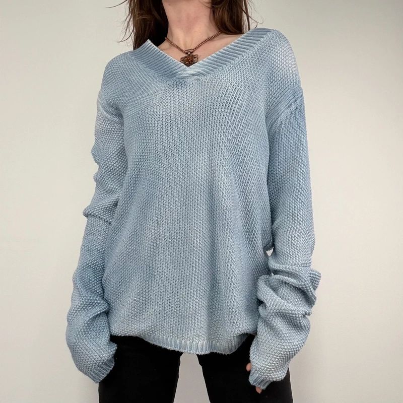 distressed chunky knit slouchy jumper