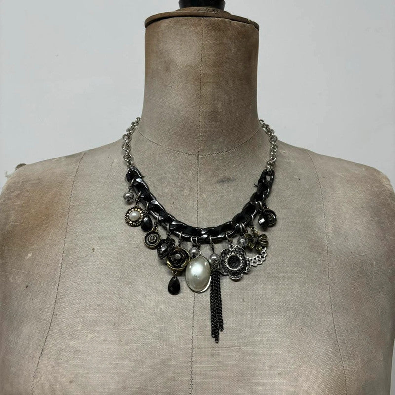 layered chain gothic charm necklace