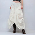 white linen draped puff maxi skirt