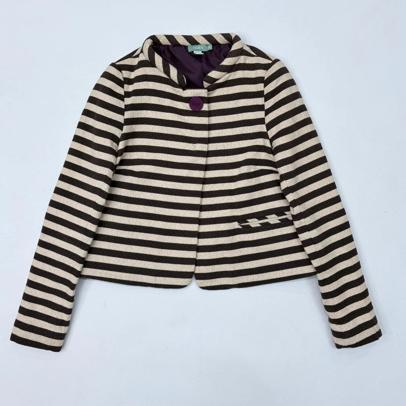 structured striped cropped jacket