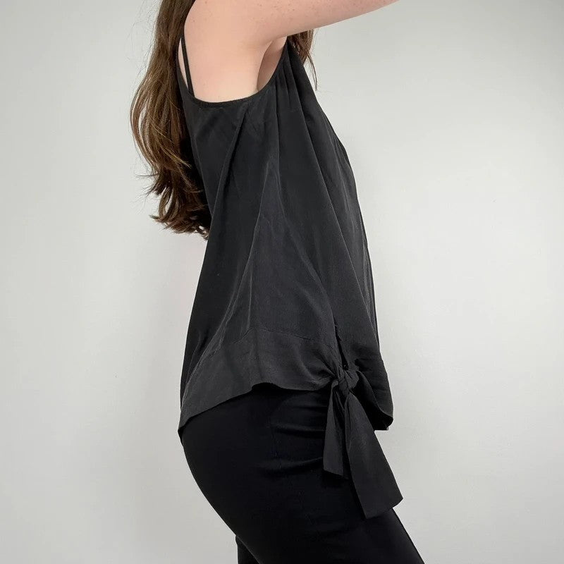 slouchy Silk allsaints asymmetric black vest