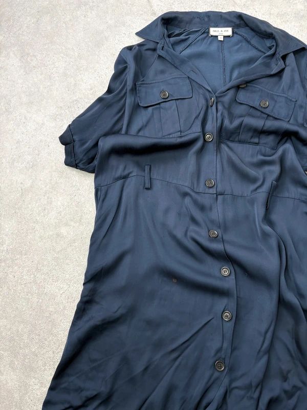 Navy satin Paul & Joe shirt dress