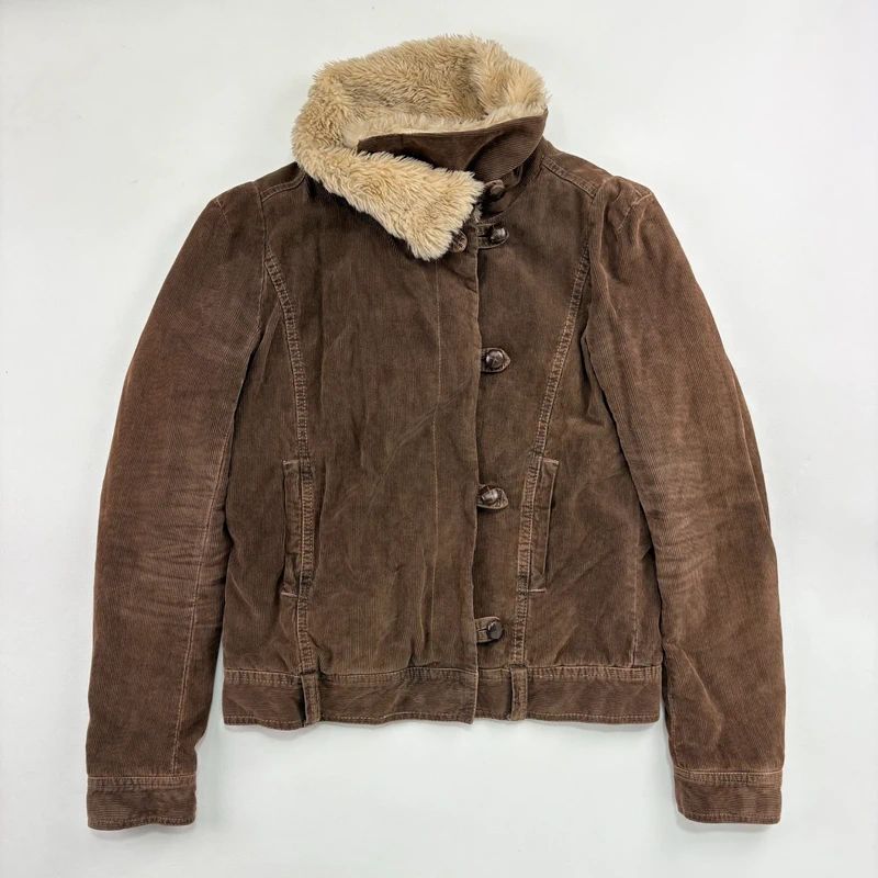 asymmetric brown cord jacket