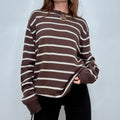 brown striped cotton knitted jumper