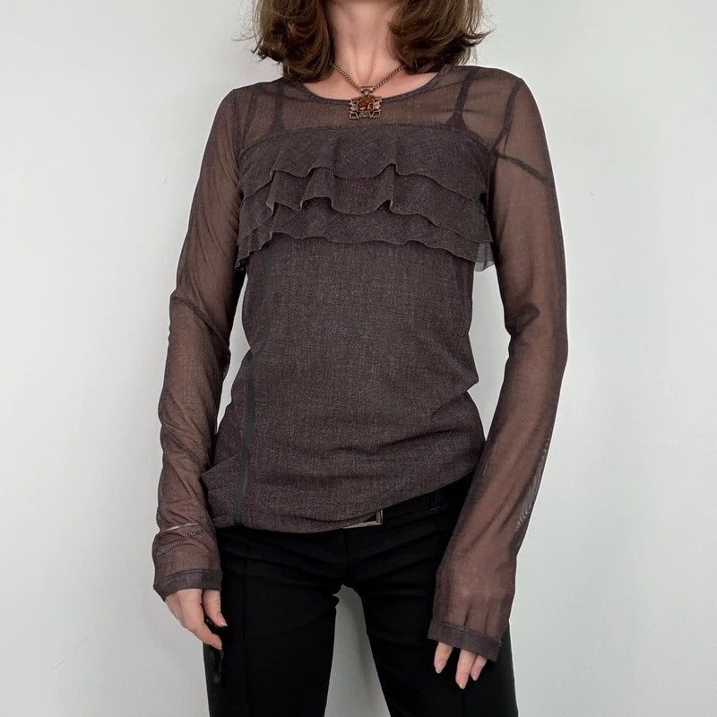 Brown Cop Copine long sleeve layered top