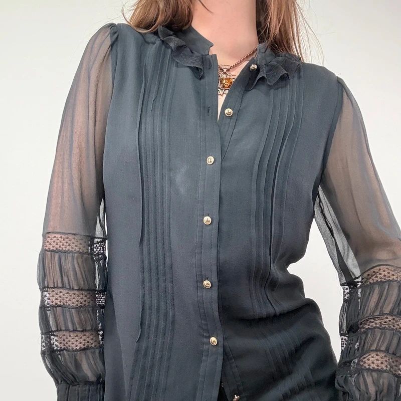 Sheer Lace Silk Gothic Shirt