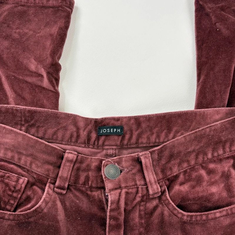 burgundy flared leg velour trousers