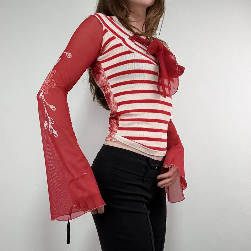 Save the Queen striped flared shirt