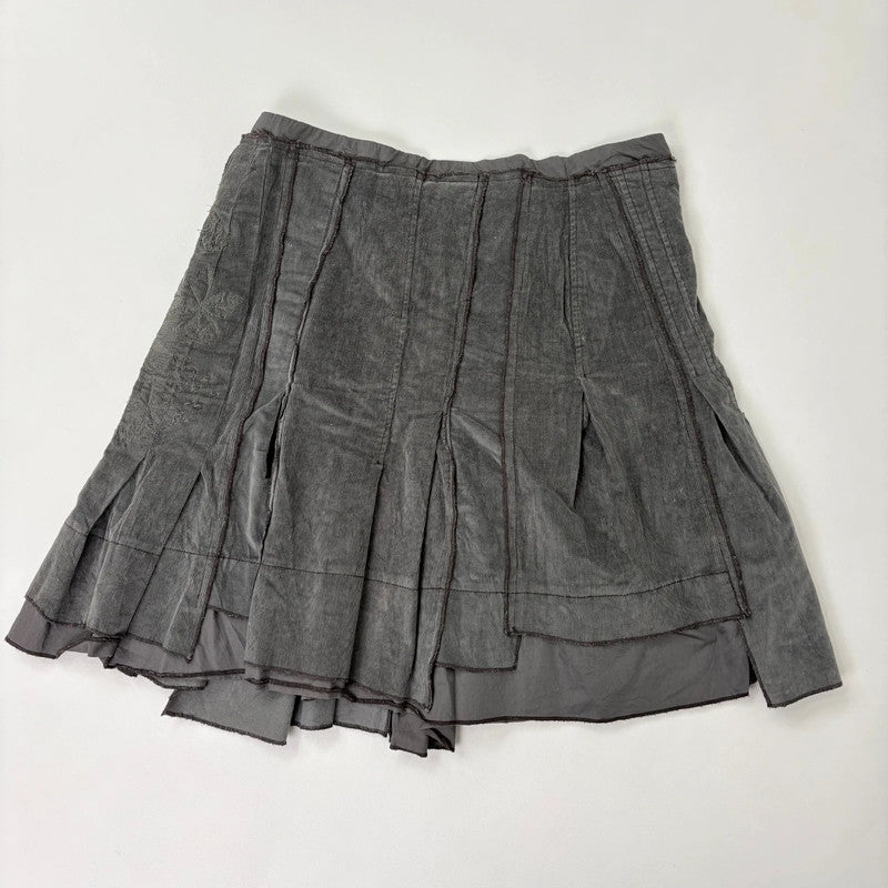 khaki pleated flared utility skirt