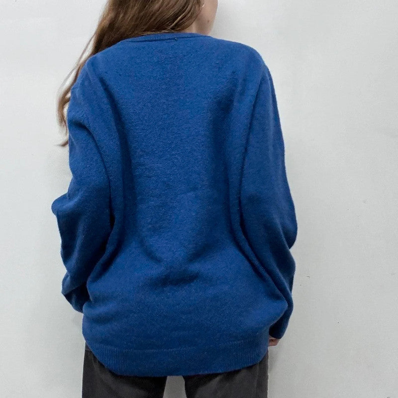 oversized blue wool knitted jumper