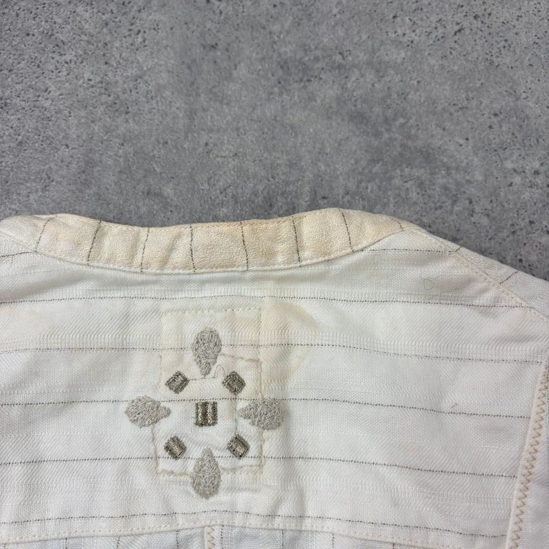cream pinstripe Marithé + François Girbaud waistcoat vest