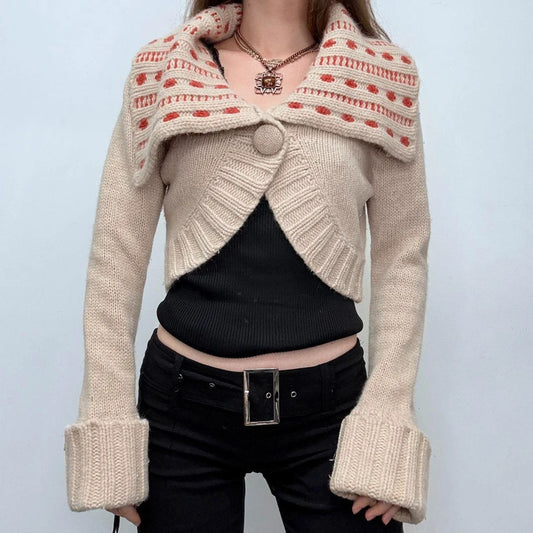 cropped brown wool boho cardigan