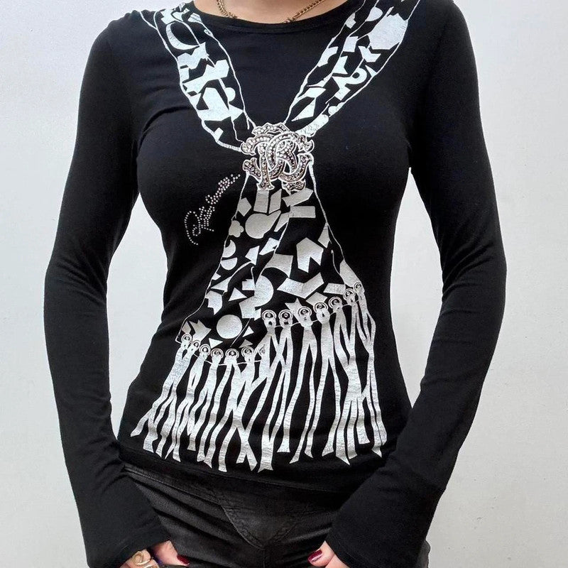 graphic printed cavalli y2k t-shirt