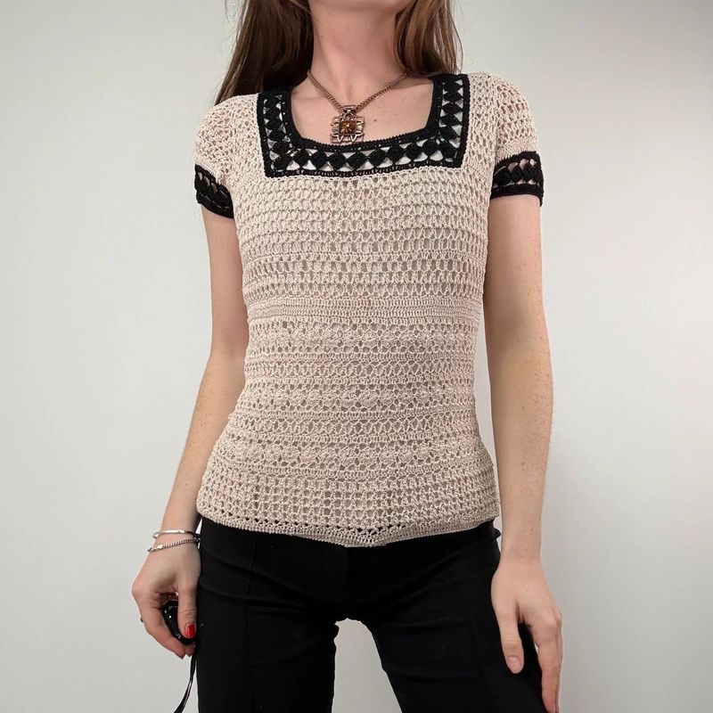 Crochet Lace Knit Cream top
