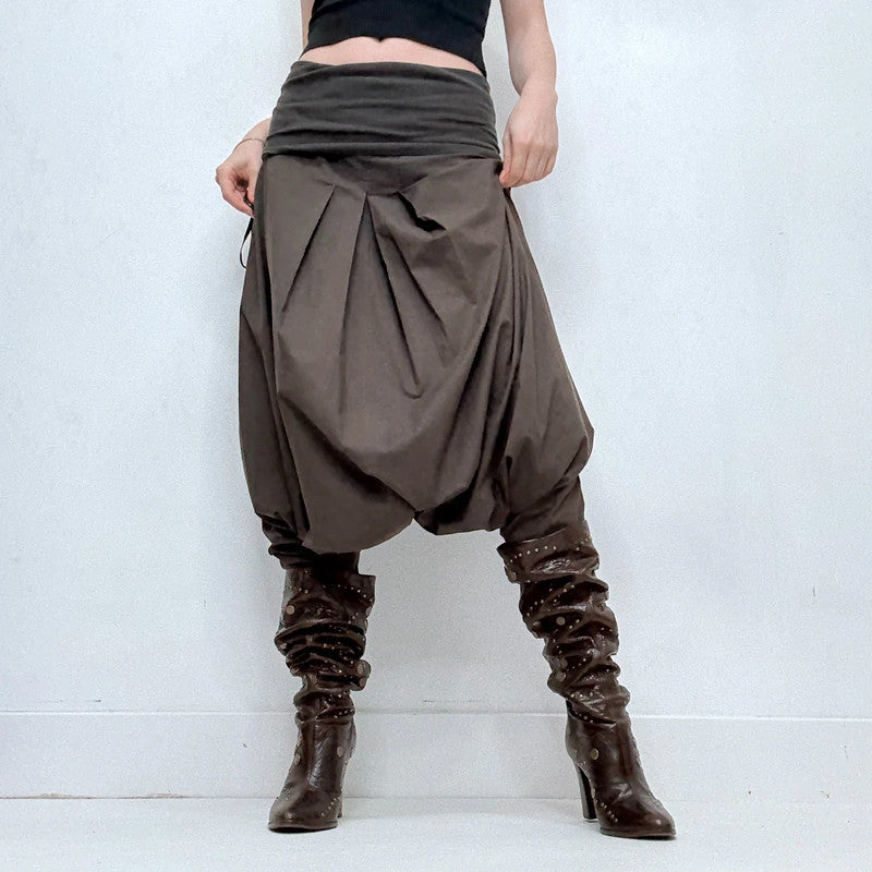 Cop Copine brown drop waist batwing slouchy trousers