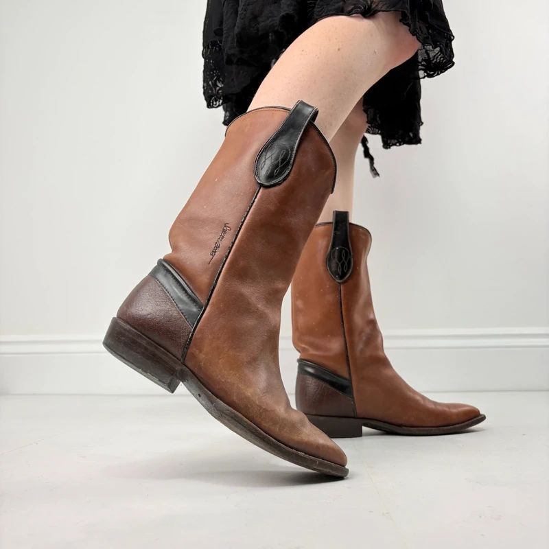 tan leather cowboy boots