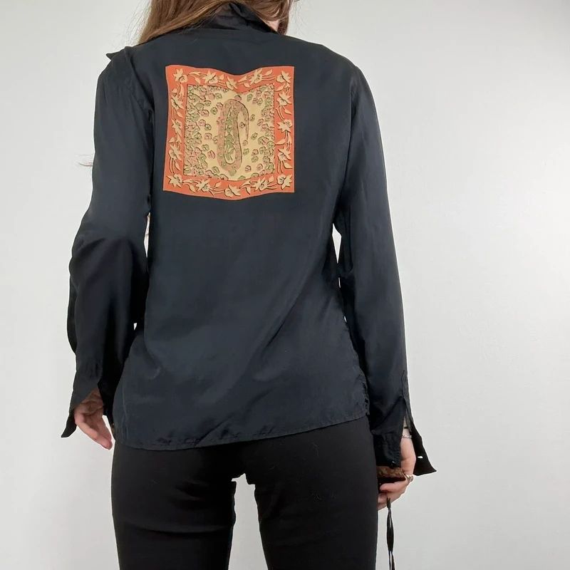 black paisley handkerchief printed shirt
