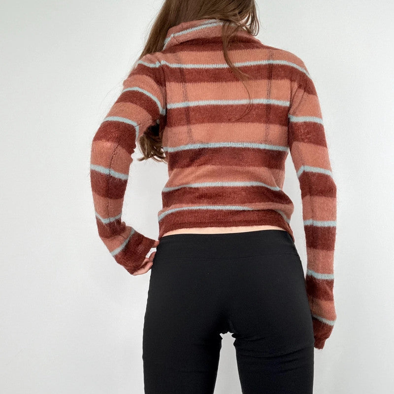 sheer striped brown mohair jumper