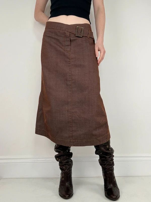 Cop Copine structured brown midi skirt