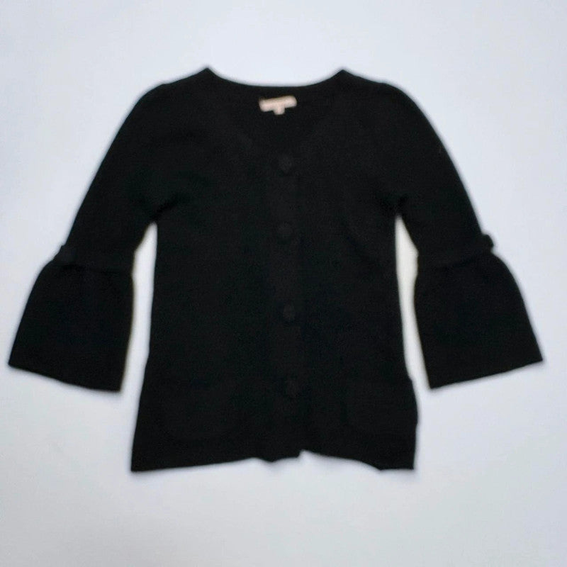 black knitted flared button cardigan