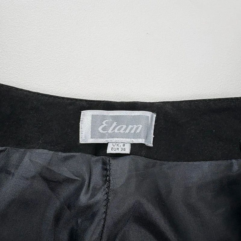 black suede embroidery flared trousers