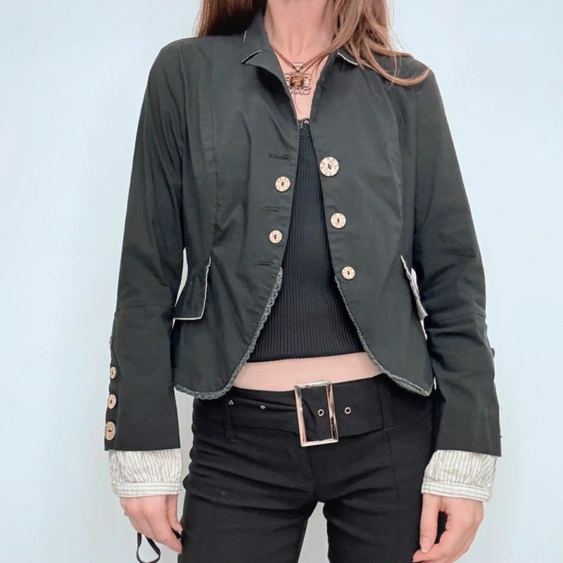 black flared military Napoleonic jacket with shirt