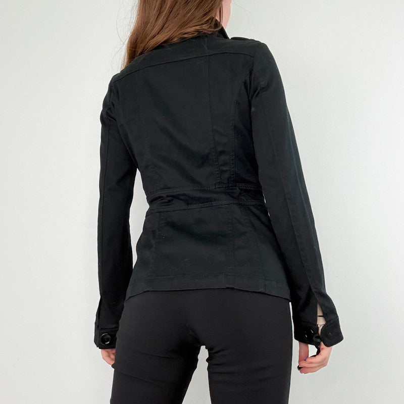 black asymmetric military jacket