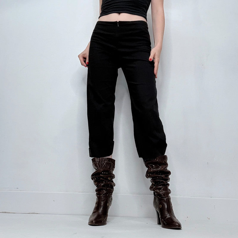 Cop Copine Black low rise lace up pleated trousers
