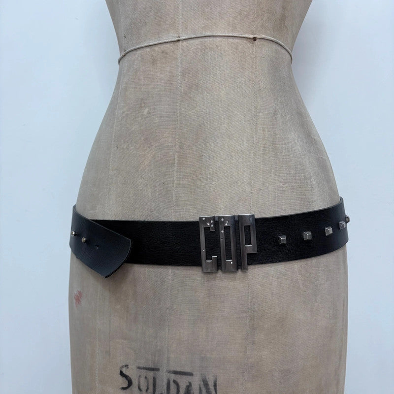 black leather studded Cop Copine belt