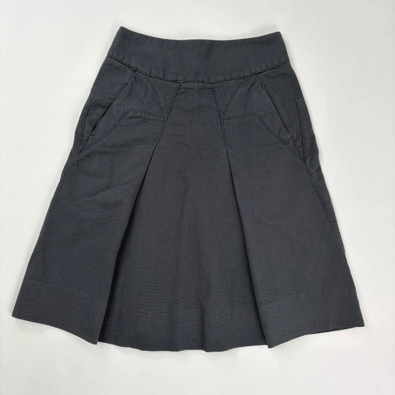 navy blue structured textured midi skirt