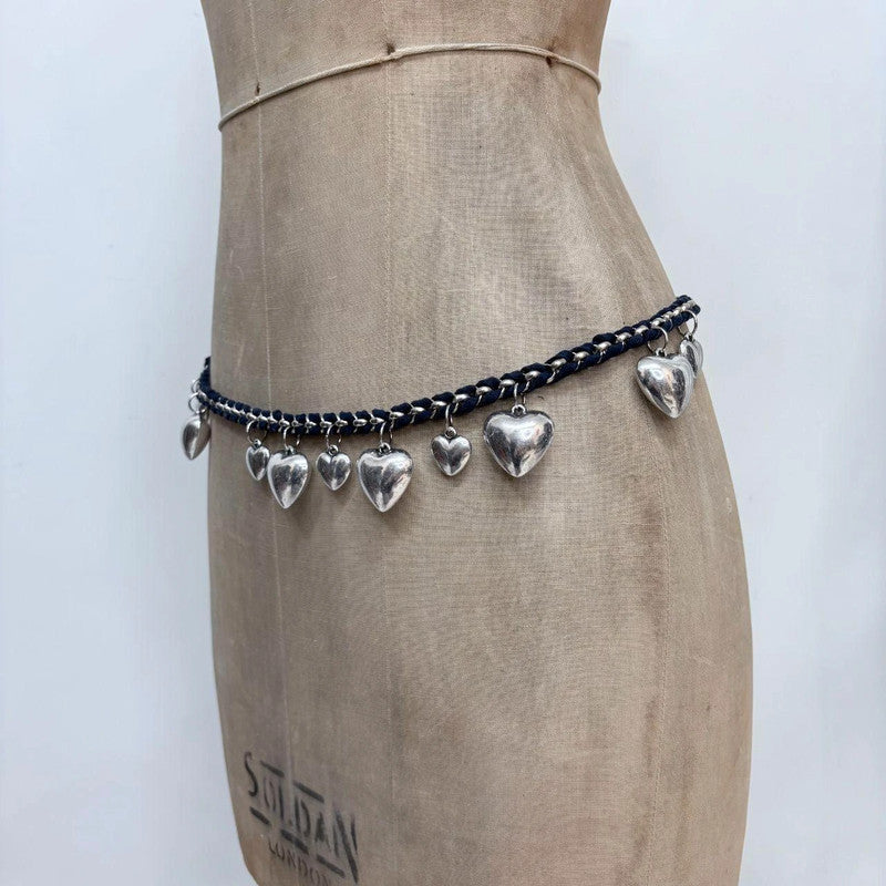 woven chunky chain love heart waist chain