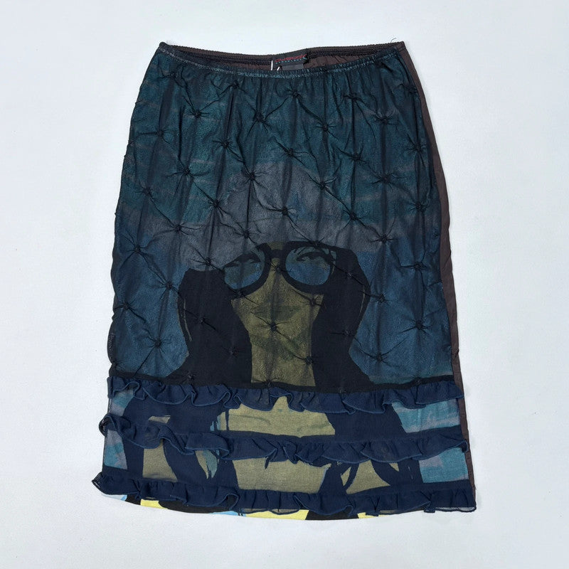 custo Barcelona graphic overlay midi skirt