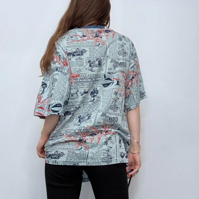 oversized slouchy graphic newsprint t-shirt