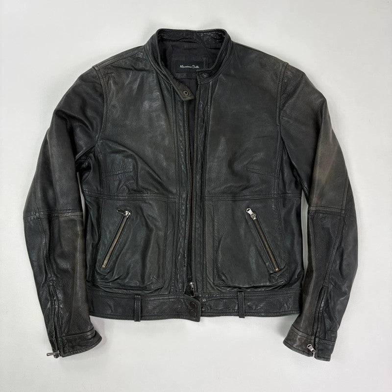 Massimo Dutti cropped distressed 100%leather