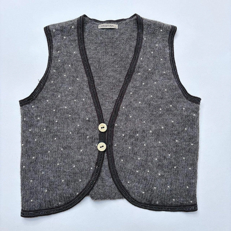 knitted boho studded waistcoat