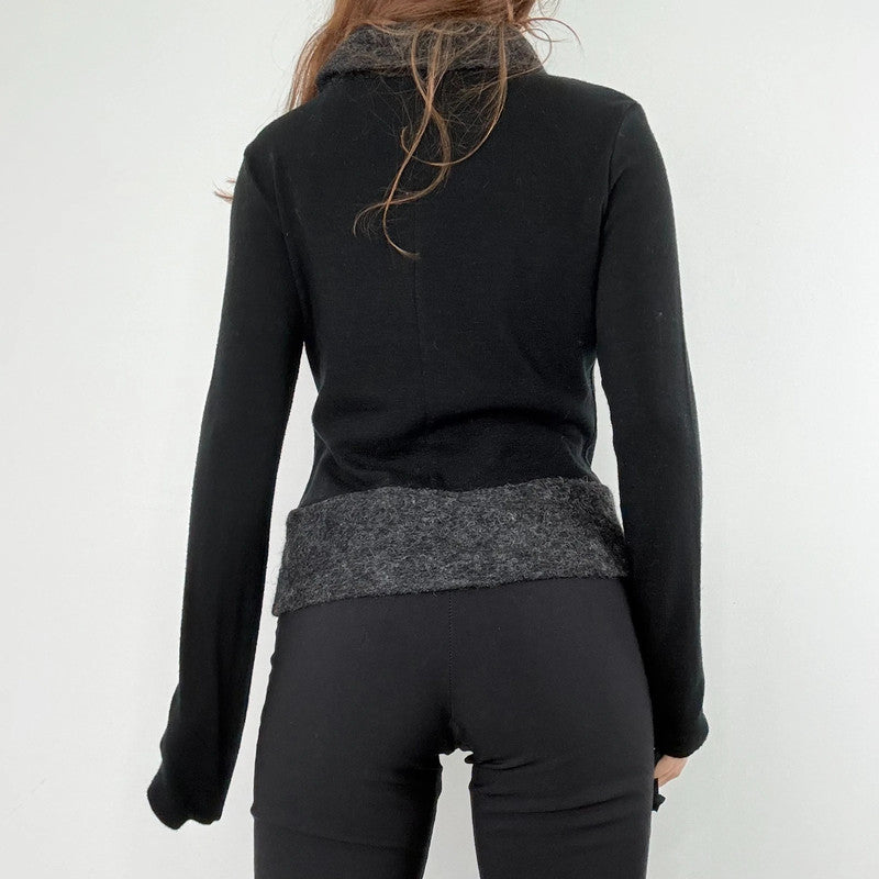 asymmetric wool high neck slouchy jacket