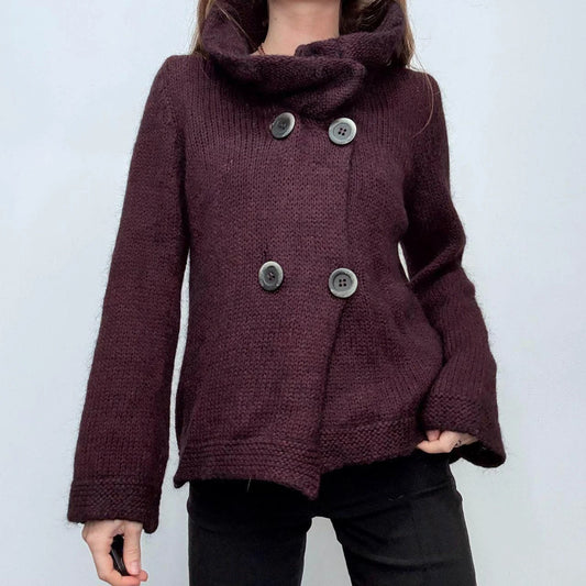 asymmetric pinstripe flared knit jacket