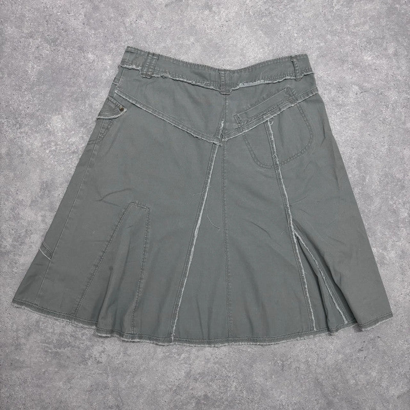 khaki denim distressed skirt