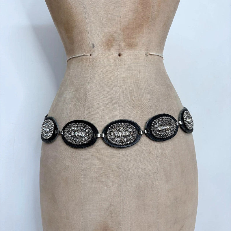 black leather western belt