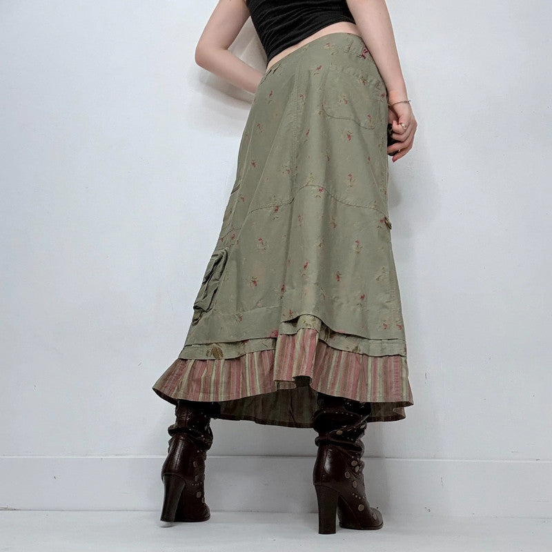 khaki Cop Copine floral maxi skirt