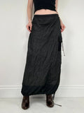 distressed black grunge maxi cargo skirt