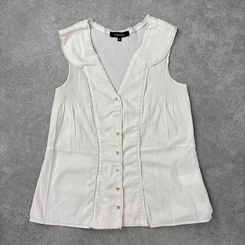 white cotton pleated blouse