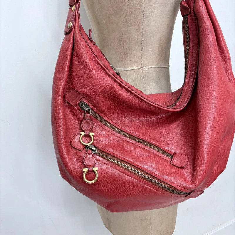 red leather slouchy boho Salvatore Ferragamo bag