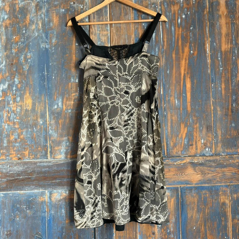 distressed black lace up dress