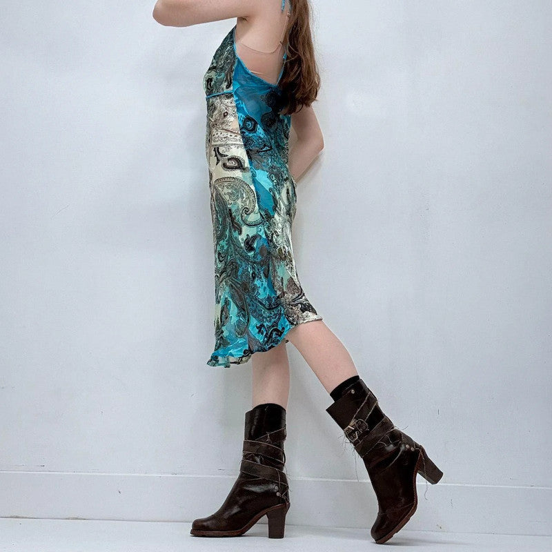 sheer floral paisley midi dress