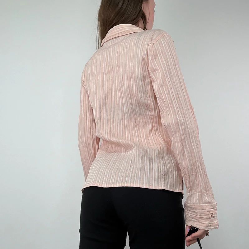 Pink Pinstripe Fitted Y2K Shirt
