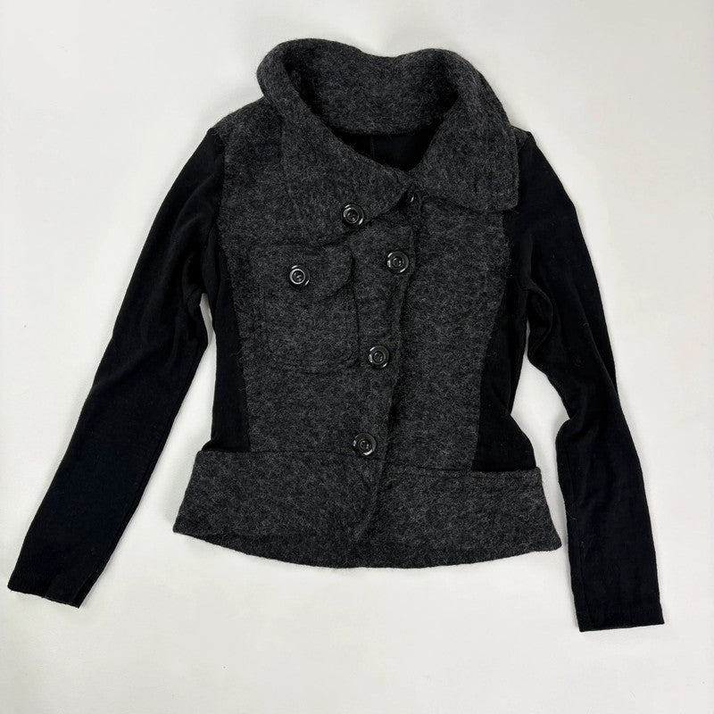 asymmetric wool high neck slouchy jacket